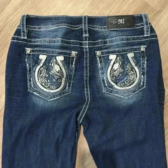Miss Me Floral Swirl Horseshoe Bootcut Jeans sz 29 - Picture 3 of 11